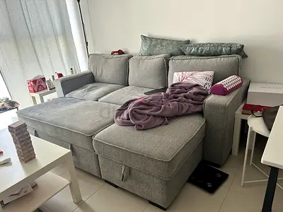 Captus reversible HomeCentre Light grey L-shaped sofa with chaise - good condition