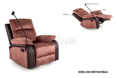 Brown Recliner Sofa Chair with Mobile Phone Holder — Comfortable Single Seater