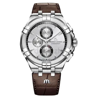 Maurice Lacroix Mens Chronograph Watch with Brown Leather Strap