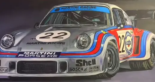 Customized Hand Painted, Porsche Martini Racing Car Painting.