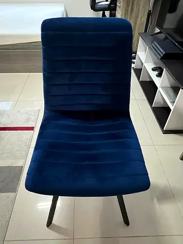 Blue Velvet Dining/Accent Chair - Good Condition