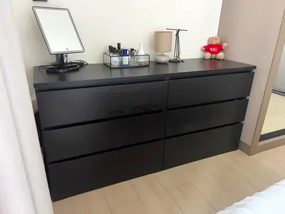IKEA MALM chest of 6 drawers, brown black