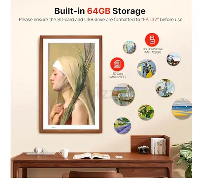 Uhale 21.5 Large Digital Picture Frame WiFi Wood with Remote Control, 1920 x 1080 FHD IPS No Touch