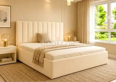 Brend New fabric wooden King size 180x200 Bed with Madical Matress Available