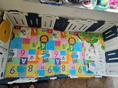 Foldable Baby Playpen with Colorful Foam Mat