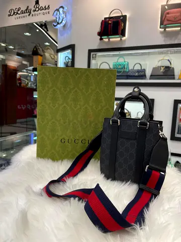Gucci GG Supreme Leather Handbag Shoulder Bag Black (Authentic/PreOwned)
