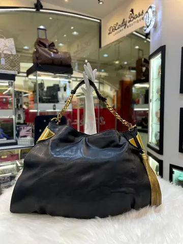 Gucci Black Leather Large Gucci 1970 Shoulder Bag (Authentic/PreOwned)
