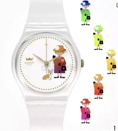Swatch Unisex White Plastic Watch with Queen Illustration