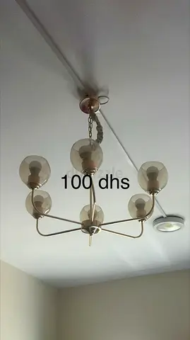 6-arm modern brass chandelier - working condition