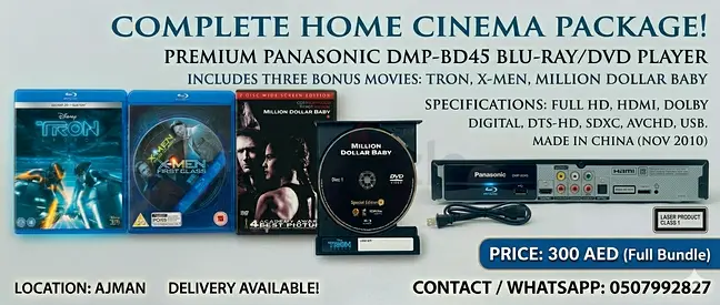 ​🎬 Premium Home Cinema Setup! Panasonic Blu-Ray Player + 3 Epic Movies 🎬
​Looking for an incredibl