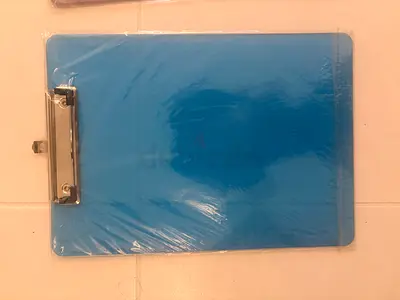 Blue Plastic Clipboard with Metal Clip - New