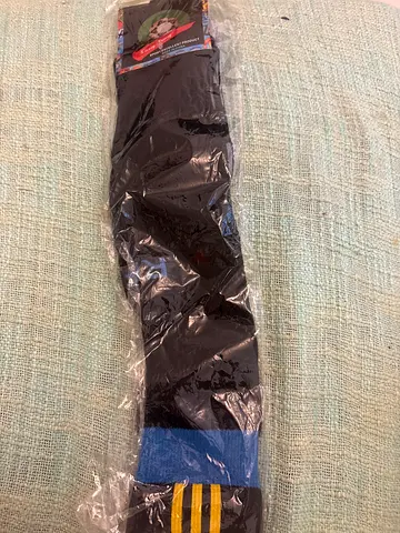 Pack of long black athletic football crew socks (new, sealed)