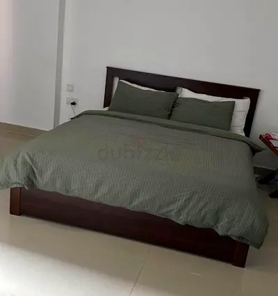 Queen size wooden bed frame with storage drawers  side tables