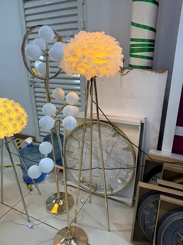 Modern Floor Lamp with Feather Shade