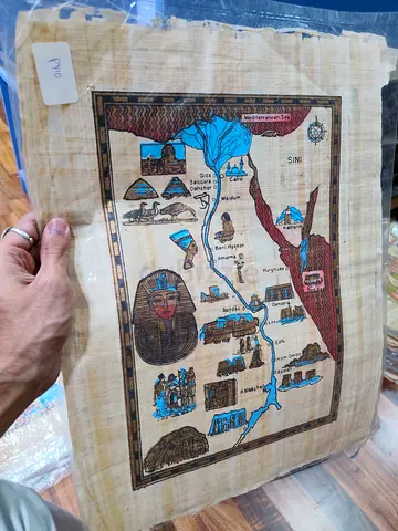 Handmade Egyptian Papyrus Map with Ancient Motifs 43*33cm