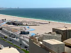 Direct Sea View + Ajman Corniche + 2 Bathrooms + Separate Living Room + Built-in Wardrobes + Central