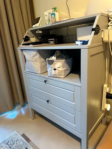 Grey Wooden Baby Changing Table / Dresser with Storage