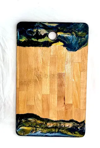 Handmade Wood  Resin Cutting/Serving Board - Unique Ocean Design