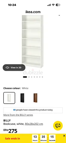 IKEA BILLY Bookcase - White, 80x28x202 cm with glass door .dh300for each book shelf