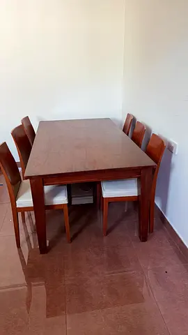 Wooden dining table with 6 chairs