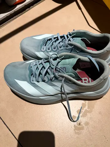Grey athletic running shoes, lightly used
