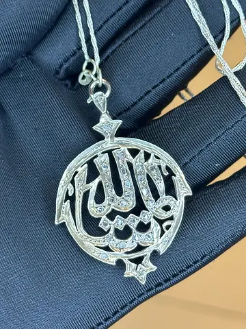 Silver Pendant with natural diamonds rose cut