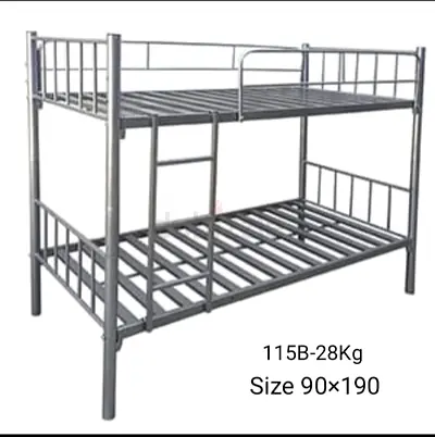 Metal Bunk Bed Double Decker - Size 90 x 190 cm, Sturdy Steel Frame