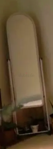 Full-length Free-standing Mirror with Storage Shelf - White Frame