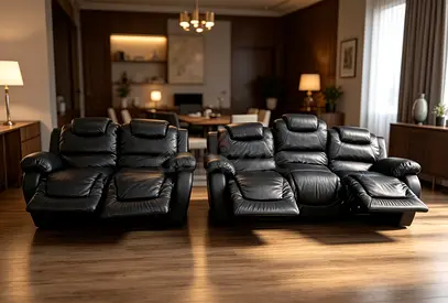 Sofa Recliner Black Leather 5 Seater