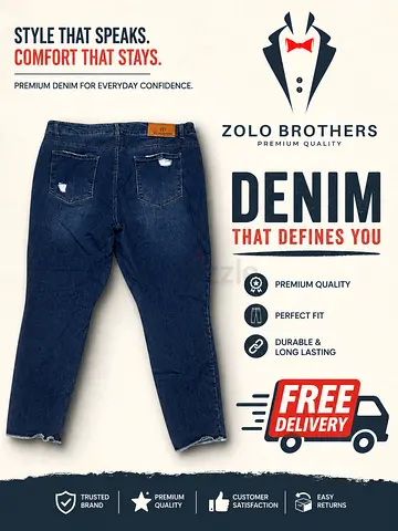 Zolo Brothers Men’s Dark Blue Denim Jeans - Size Unknown, Good Condition