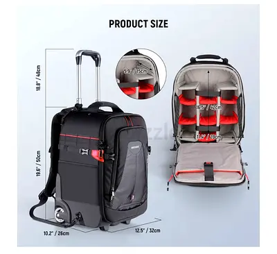 Camera Backpack Trolley with Padded Dividers — Like New