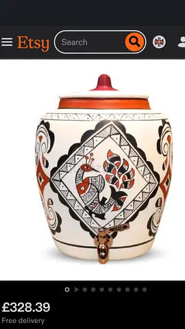 Ceramic Water Dispenser with Tap — Hand-painted Decorative Pot