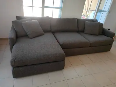 Crate and barrel gray color lshape sofa for sale