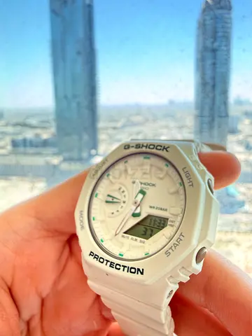 Casio G-Shock White  Green Analog-Digital Watch Super chic  Super Sport