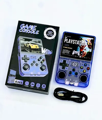 Portable Handheld Retro Game Console - Transparent Blue, 20k+ Games