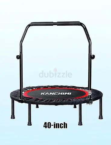 Kanchimi 40 Folding Mini Fitness Exercise Workout Rebounder Trampoline with Handle, Max Load 150KG