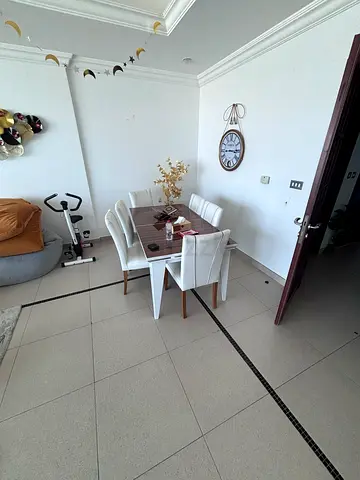 Compact dining table set with 6 chairs - good condition