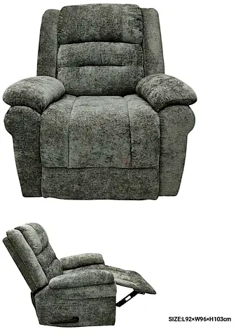 Comfortable Gray Fabric Recliner Chair - Single Seater, Good Condition