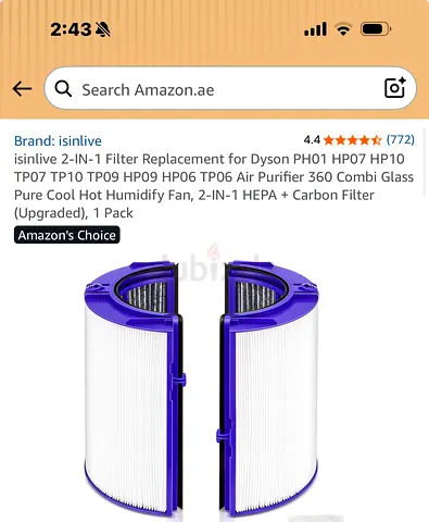 Replacement HEPA + Carbon Filter Pack for Dyson Air Purifier (2-in-1)