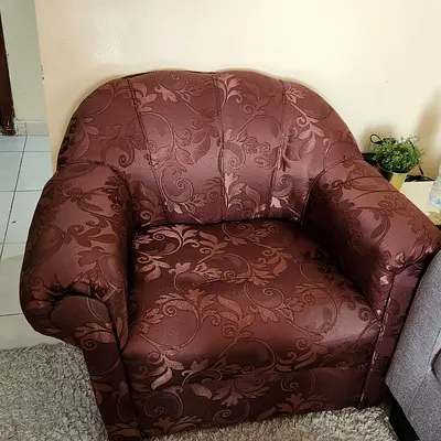 Single Brown Patterned Armchair - Good Condition