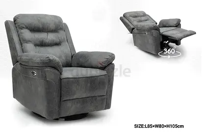 Comfortable Gray Power Recliner Swivel Chair - Good Condition