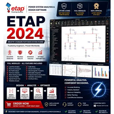 ETAP 2024 Power System Analysis  Design Software - Full Modules License