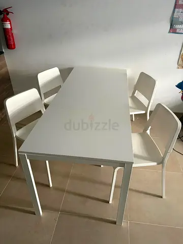 White 4-Seater Dining Set