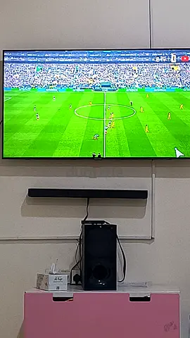 Samsung 55 LED TV mounted with soundbar and subwoofer - good condition