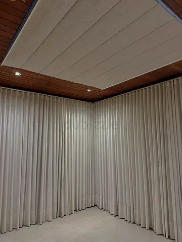 Beige Full-Length Pleated Curtains - Set for Living Room/Bedroom