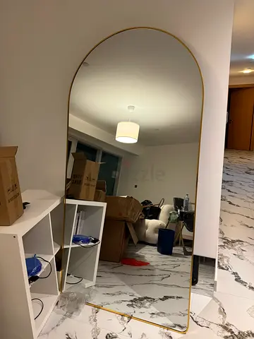 Large Gold Framed Full-Length Arch Mirror - Standing Wall Mirror