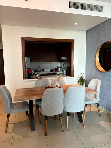 6-Seater Wooden Dining Table with Upholstered Chairs