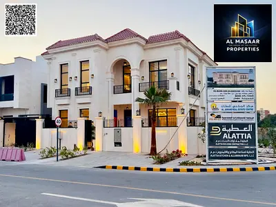 Luxury villa on a corner lot overlooking Al Hamidiya Park, with a private garden and swimming pool. The price includes electricity, water, air conditi