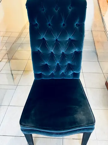 Dark Teal Velvet Tufted Dining Chair - Good Condition