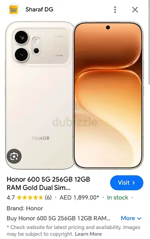 Honor 600 5G 256GB 12GB RAM Gold Dual Sim for sale
